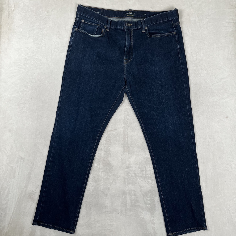 Lucky Brand 410 Athletic Slim Jeans Mens 38x32 Blue Tapered Denim Dark Wash
